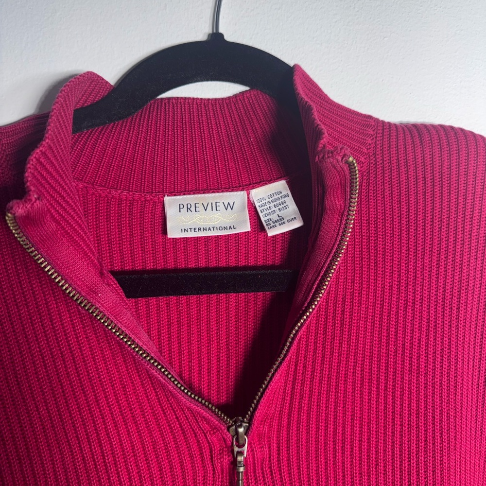 Review Fuchsia Ribbed Half-Zip Sweater - Picture 2 of 6
